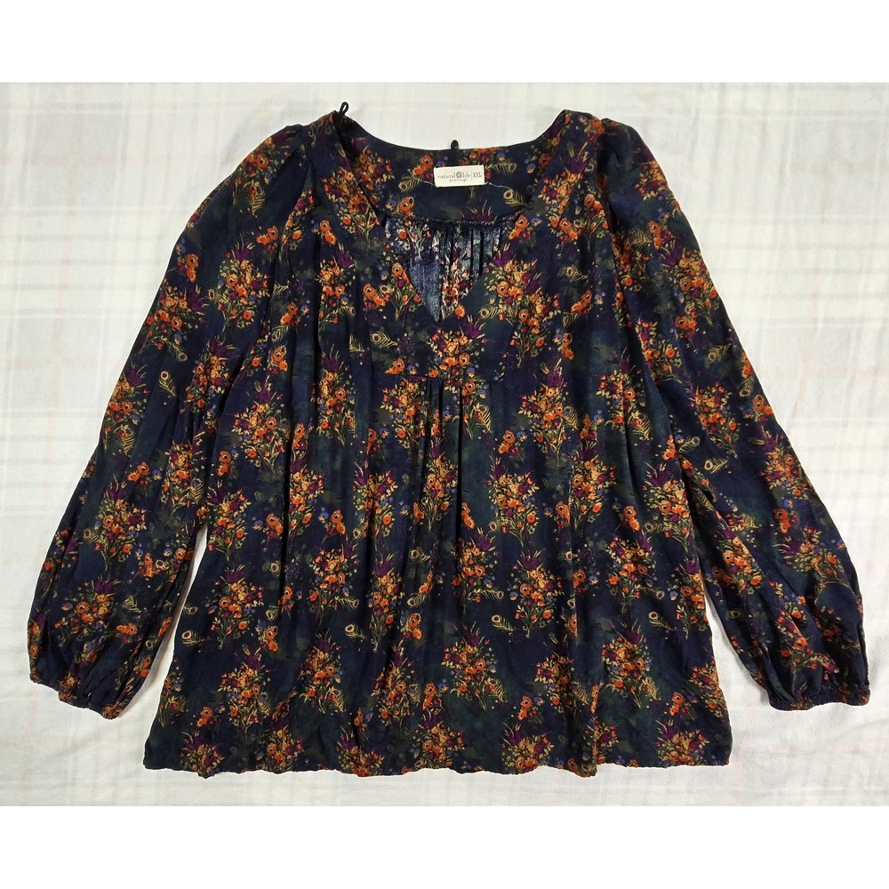 Natural Life Peasant Top Boho Cottagecore Midnight Floral Boho Womens XXL